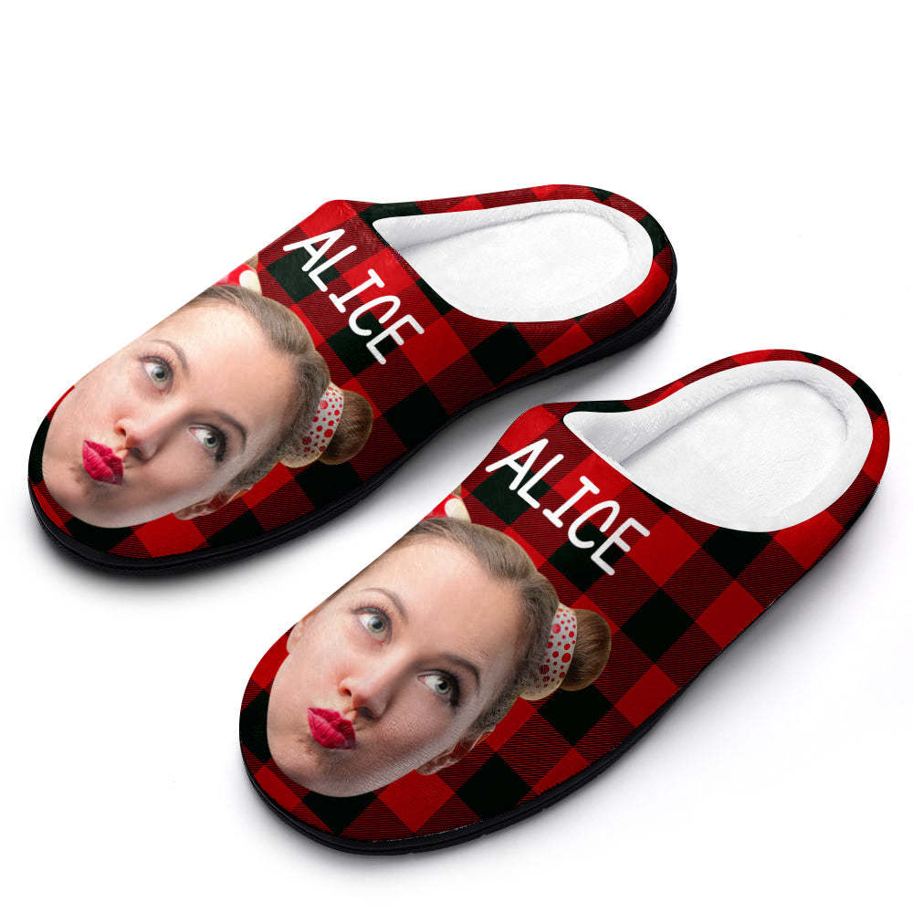 Custom Photo Women's and Men's Slippers Personalized Casual House Cotton Slippers Christmas Gift Pet Cat - MyFaceSocksUK