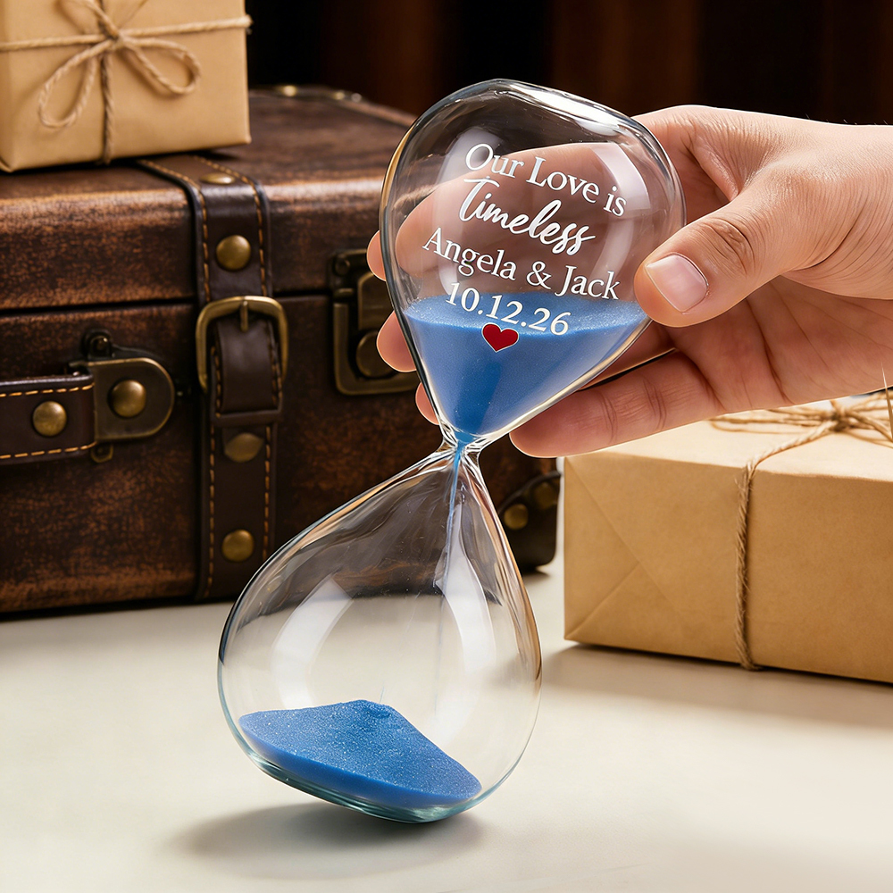Custom Text Hourglass Personalized Name Love Timeless Sand Timer Gift for Anniversary Valentine's Day - MyFaceSocksUK