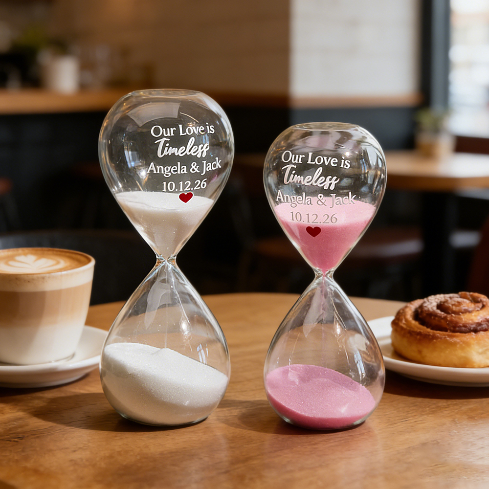 Custom Text Hourglass Personalized Name Love Timeless Sand Timer Gift for Anniversary Valentine's Day - MyFaceSocksUK