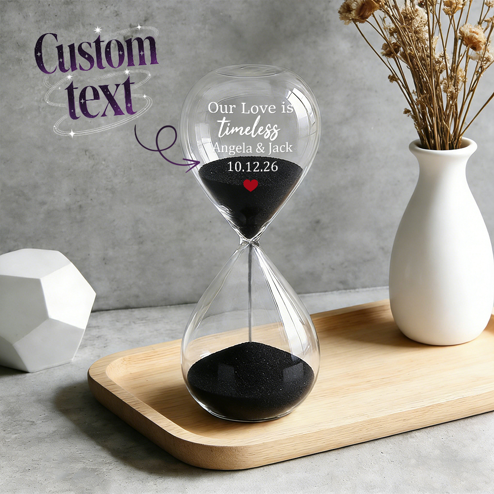 Custom Text Hourglass Personalized Name Love Timeless Sand Timer Gift for Anniversary Valentine's Day - MyFaceSocksUK