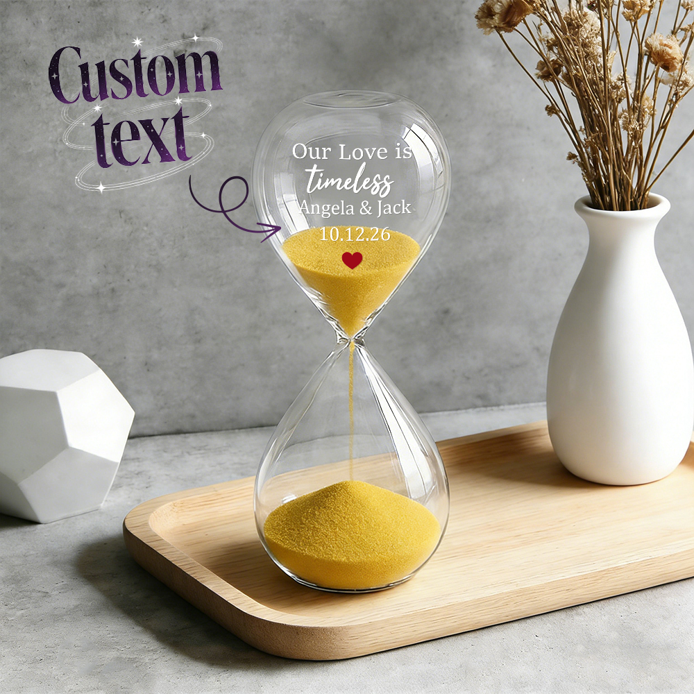Custom Text Hourglass Personalized Name Love Timeless Sand Timer Gift for Anniversary Valentine's Day - MyFaceSocksUK