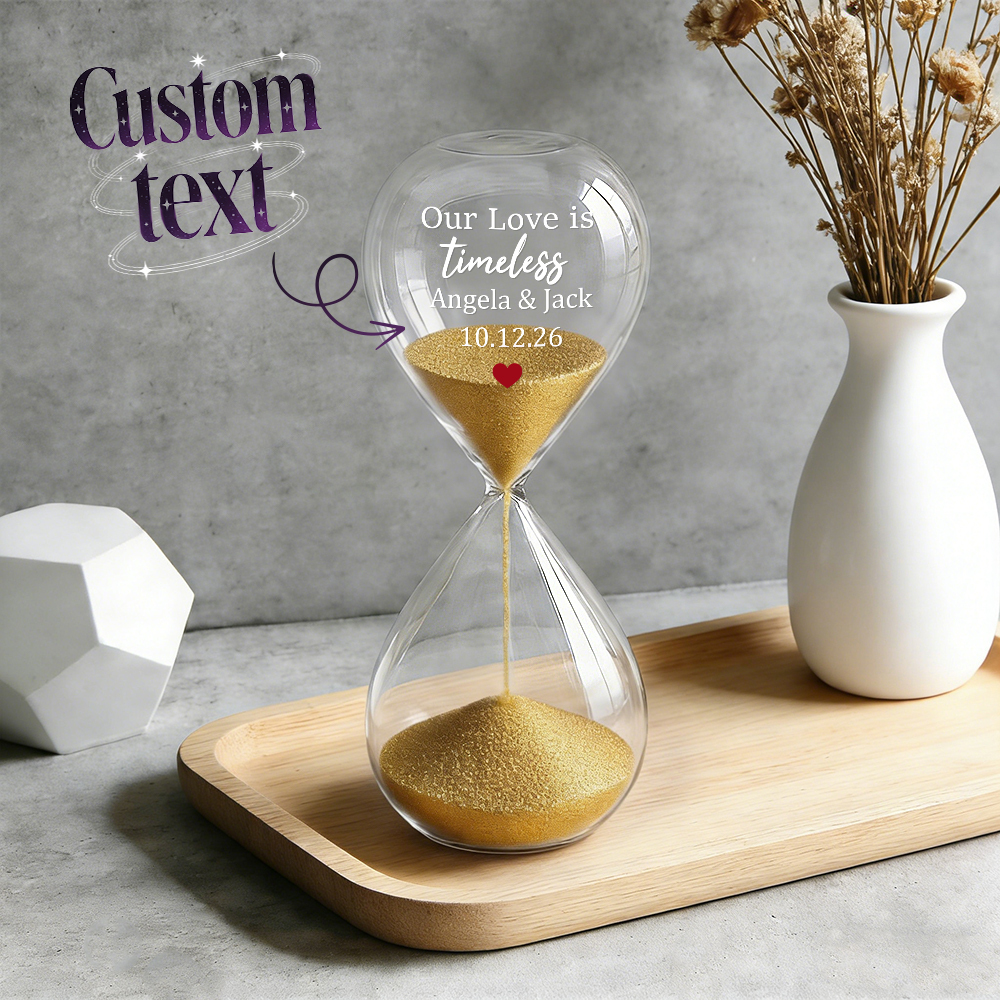 Custom Text Hourglass Personalized Name Love Timeless Sand Timer Gift for Anniversary Valentine's Day - MyFaceSocksUK