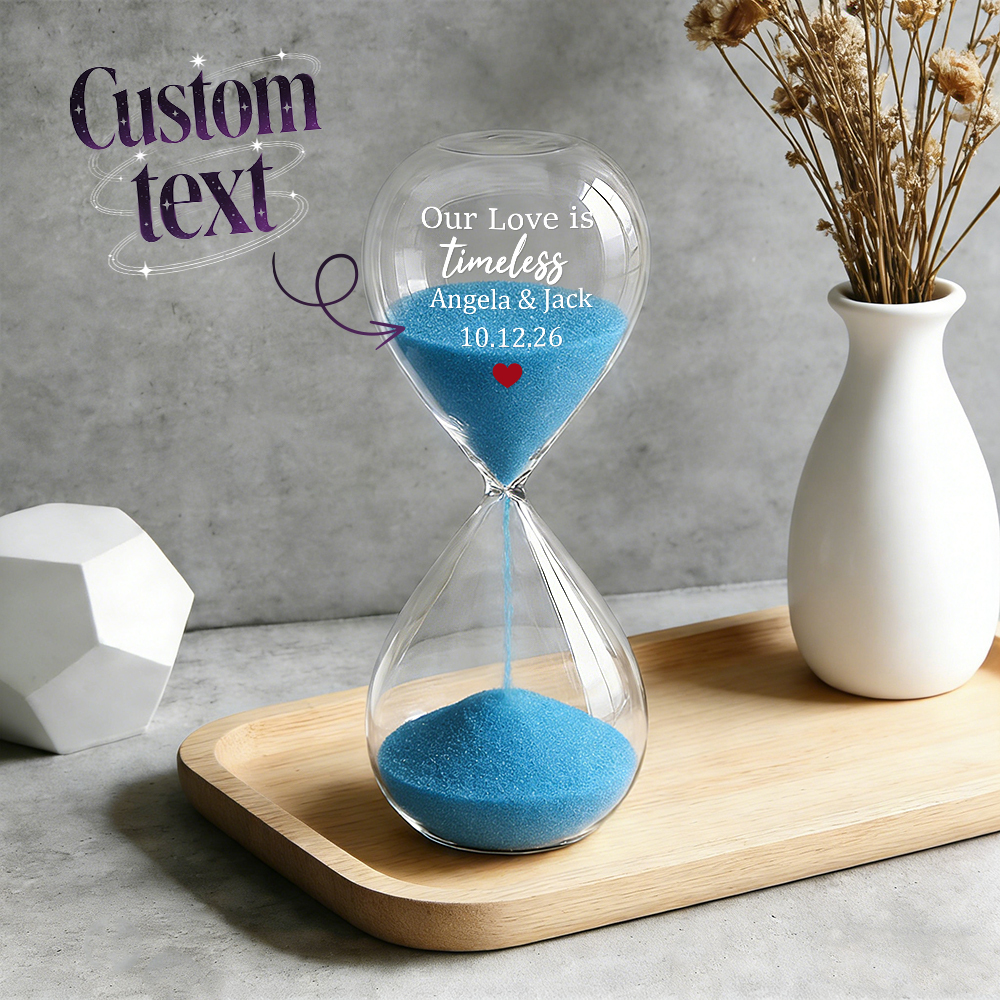 Custom Text Hourglass Personalized Name Love Timeless Sand Timer Gift for Anniversary Valentine's Day - MyFaceSocksUK