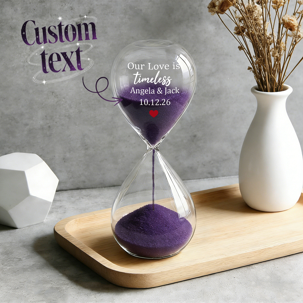 Custom Text Hourglass Personalized Name Love Timeless Sand Timer Gift for Anniversary Valentine's Day - MyFaceSocksUK