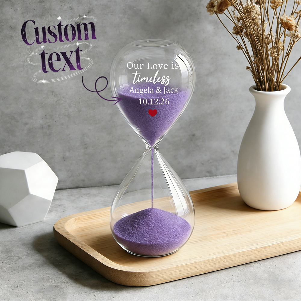 Custom Text Hourglass Personalized Name Love Timeless Sand Timer Gift for Anniversary Valentine's Day - MyFaceSocksUK