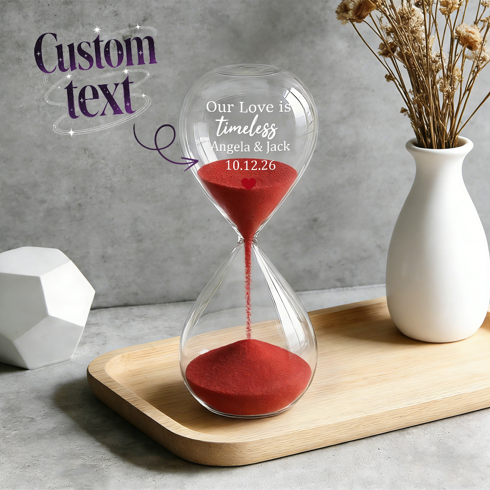 Custom Text Hourglass Personalized Name Love Timeless Sand Timer Gift for Anniversary Valentine's Day - MyFaceSocksUK