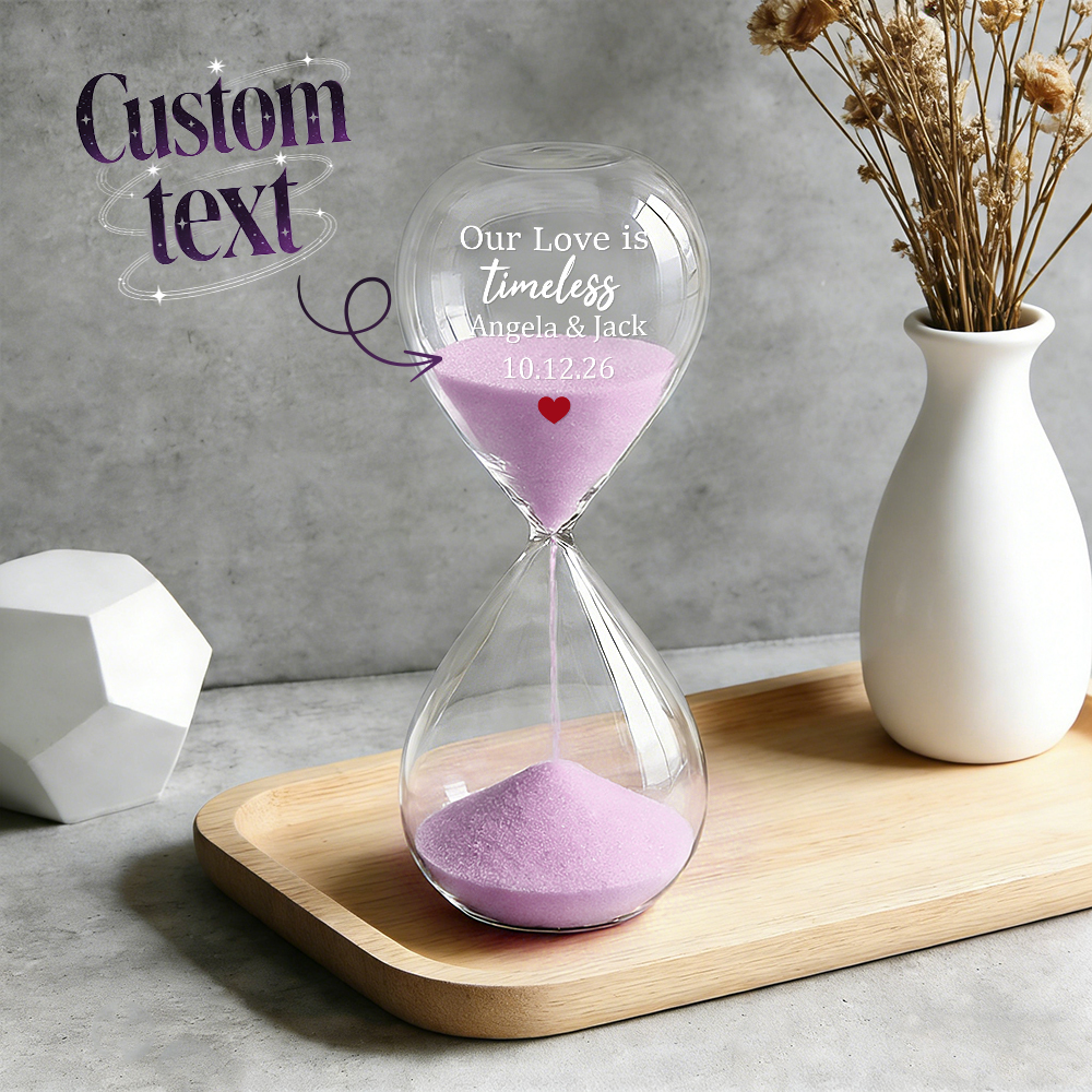 Custom Text Hourglass Personalized Name Love Timeless Sand Timer Gift for Anniversary Valentine's Day - MyFaceSocksUK