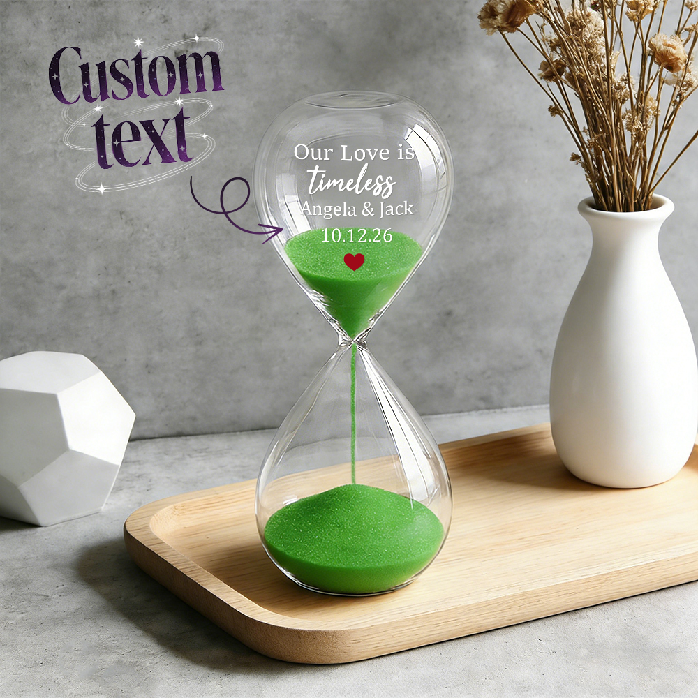 Custom Text Hourglass Personalized Name Love Timeless Sand Timer Gift for Anniversary Valentine's Day - MyFaceSocksUK