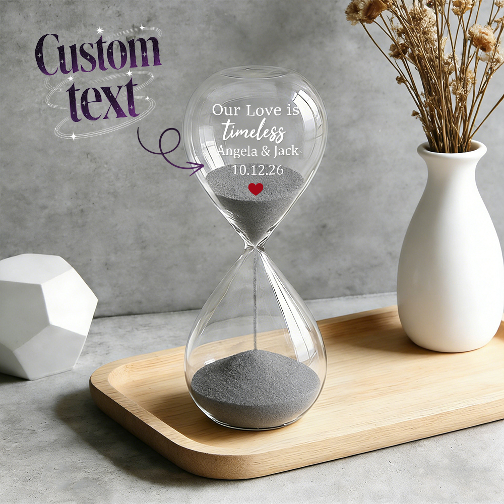 Custom Text Hourglass Personalized Name Love Timeless Sand Timer Gift for Anniversary Valentine's Day - MyFaceSocksUK