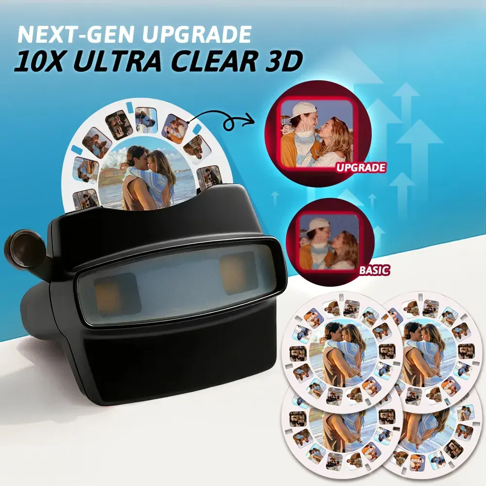 Christmas Gift Custom 3D Viewfinder and Reel  Personalized Pink Christmas Gift with Your Own Photos Text and Photo Viewer Multiple Films Available Red Viewfinder - MyFaceSocksUK