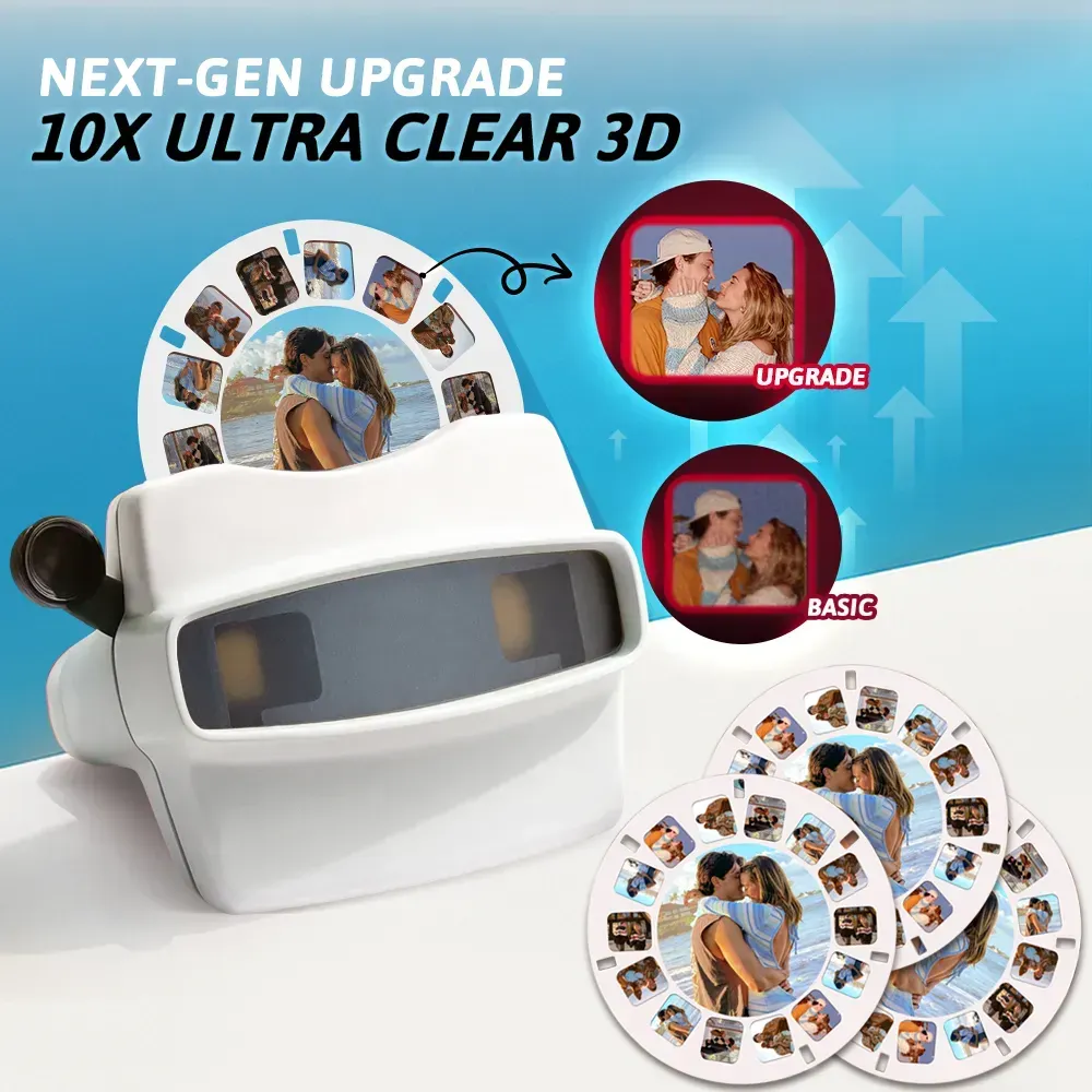 Christmas Gift Custom 3D Viewfinder and Reel  Personalized Pink Christmas Gift with Your Own Photos Text and Photo Viewer Multiple Films Available Red Viewfinder - MyFaceSocksUK