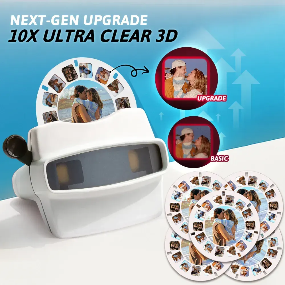 Christmas Gift Custom 3D Viewfinder and Reel  Personalized Pink Christmas Gift with Your Own Photos Text and Photo Viewer Multiple Films Available Red Viewfinder - MyFaceSocksUK