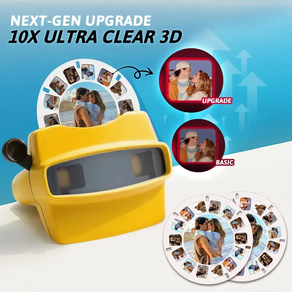 Christmas Gift Custom 3D Viewfinder and Reel  Personalized Pink Christmas Gift with Your Own Photos Text and Photo Viewer Multiple Films Available Red Viewfinder - MyFaceSocksUK