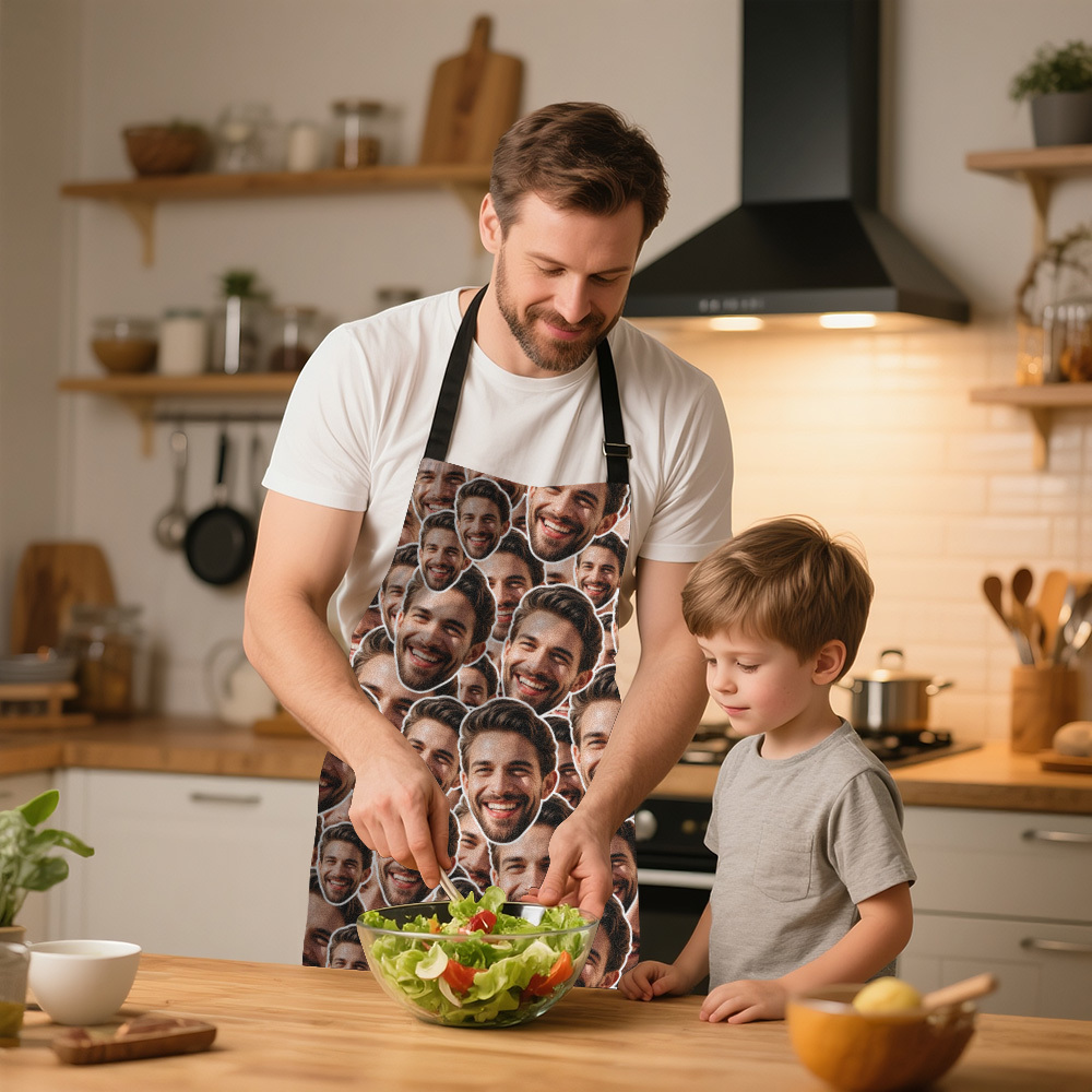 Custom Face Photo Mash Apron Fathers Day Apron Gift Chrismtas Gift