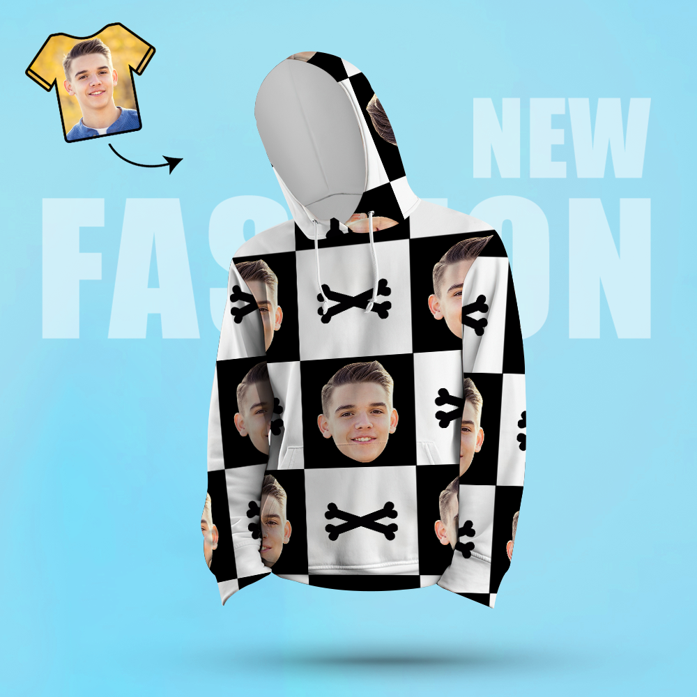 Custom Face Unisex Hoodie Casual Printed Photo Green Hoodie For Men Women - Crossbones - MyFaceSocksUK
