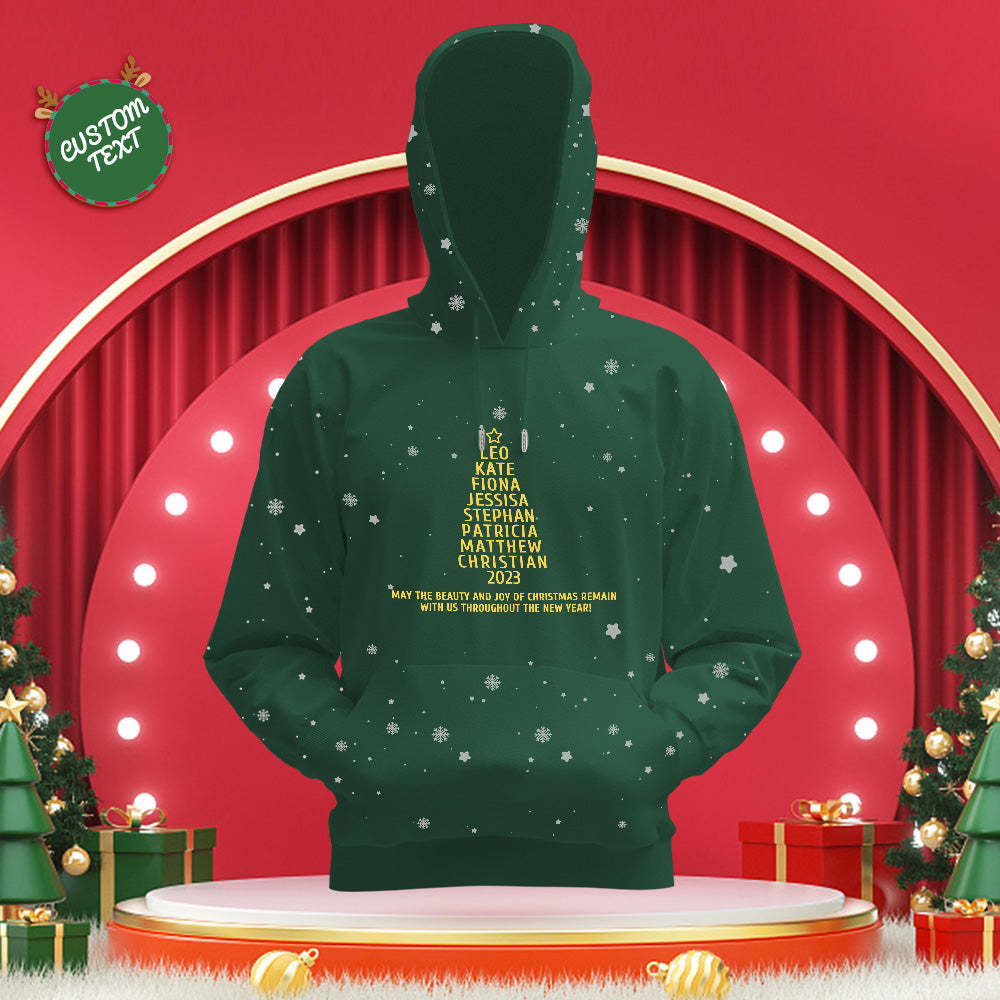 Custom Family Names Christmas Tree Hoodies Personalized Sweatshirts Christmas Day Gifts - MyFaceSocksUK