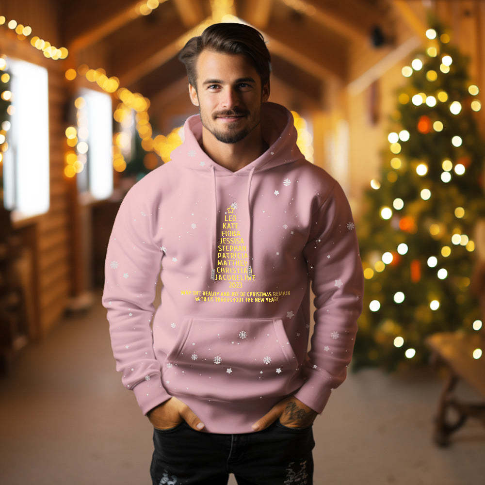 Custom Family Names Christmas Tree Hoodies Personalized Sweatshirts Christmas Day Gifts - MyFaceSocksUK
