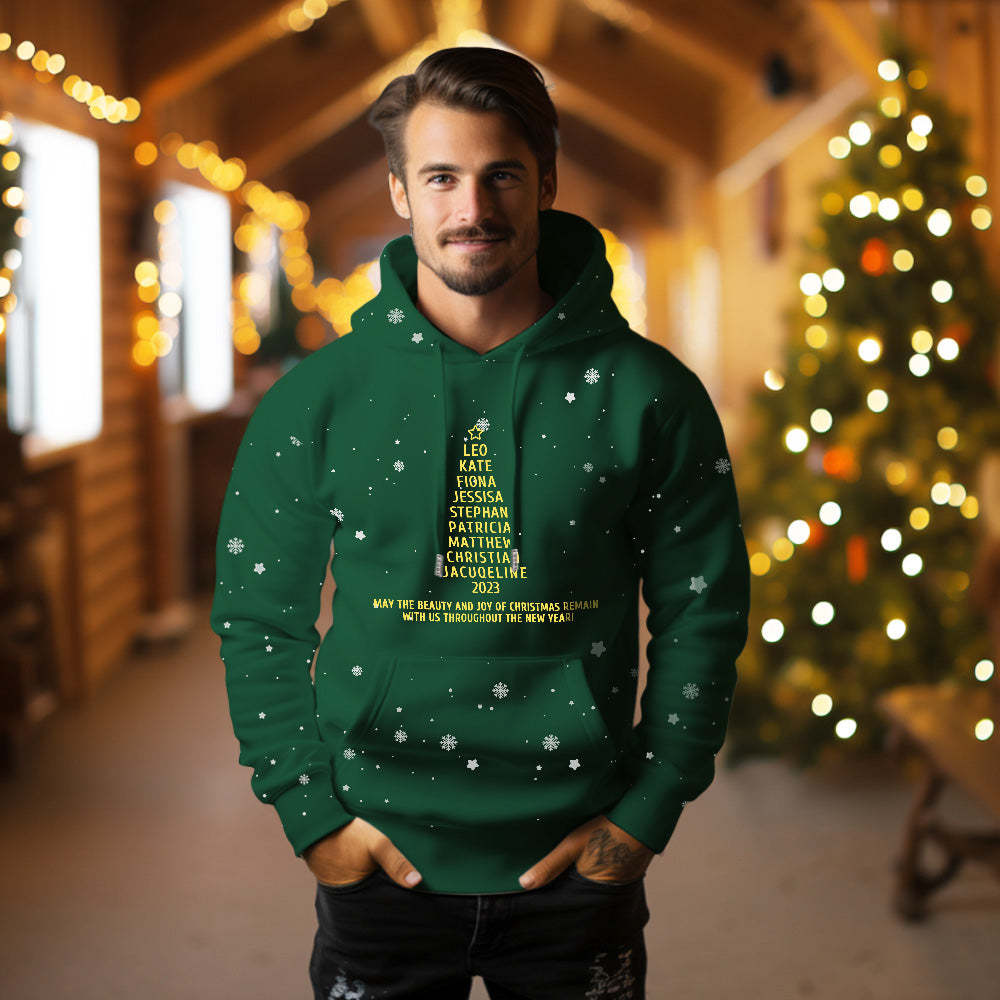 Custom Family Names Christmas Tree Hoodies Personalized Sweatshirts Christmas Day Gifts - MyFaceSocksUK