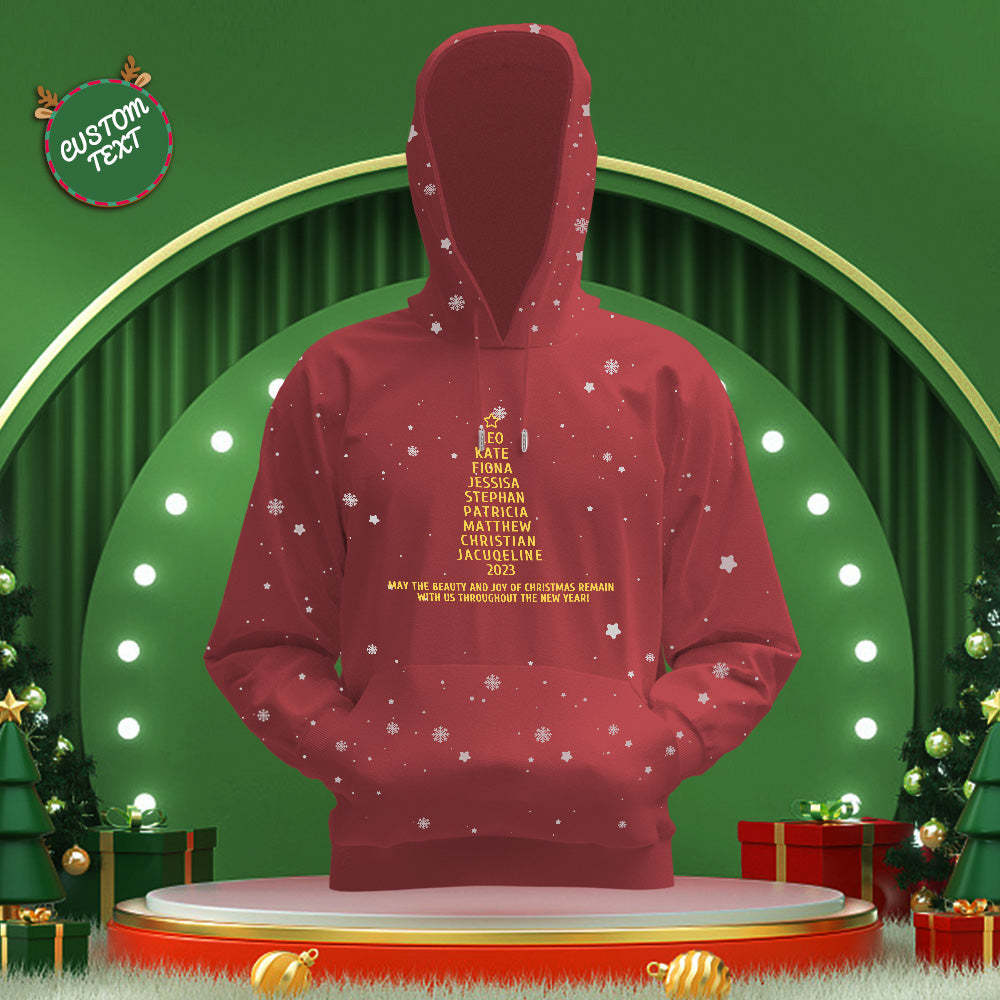 Custom Family Names Christmas Tree Hoodies Personalized Sweatshirts Christmas Day Gifts - MyFaceSocksUK