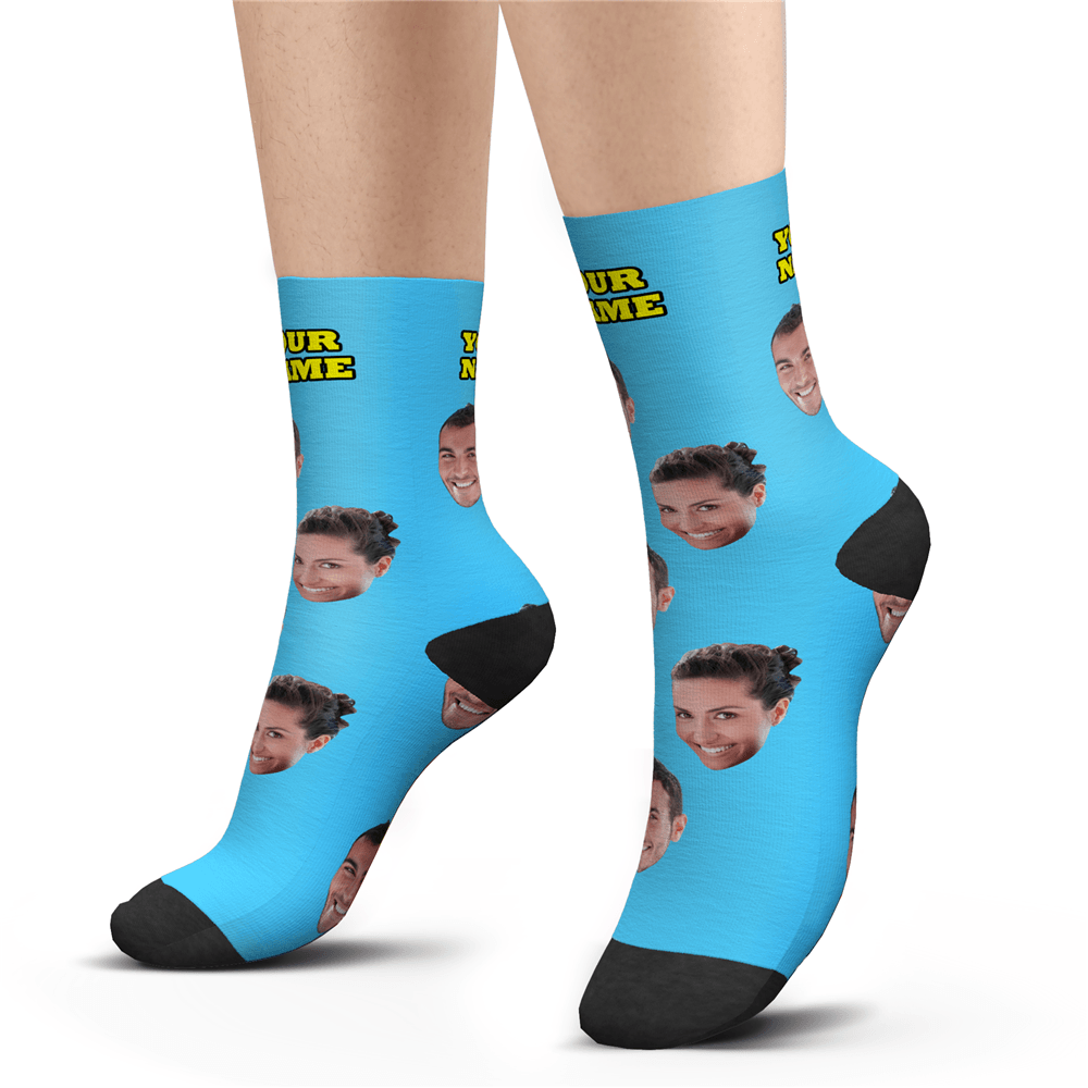 Custom Face Socks With Your Text - MyFaceSocks