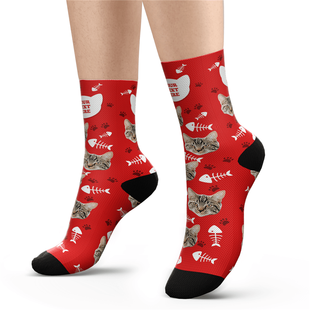 Custom Cat Socks With Your Text - MyFaceSocksUK