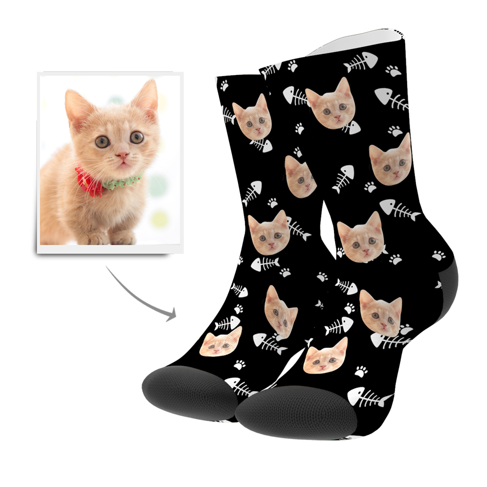 Custom Cat Socks With Your Text - MyFaceSocksUK