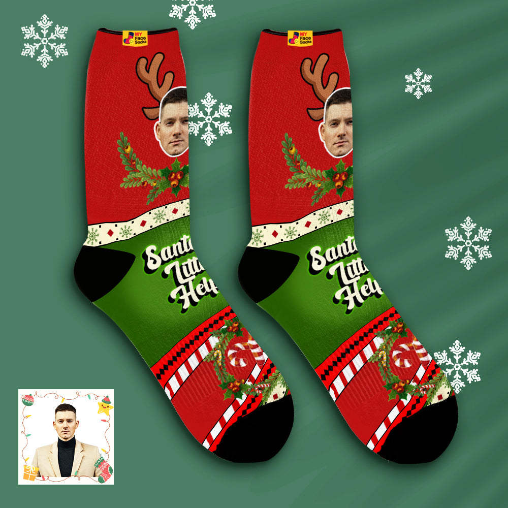 Custom Santas Style Breathable Face Socks Personalised Soft Socks Gifts Christmas Day - MyFaceSocksUK
