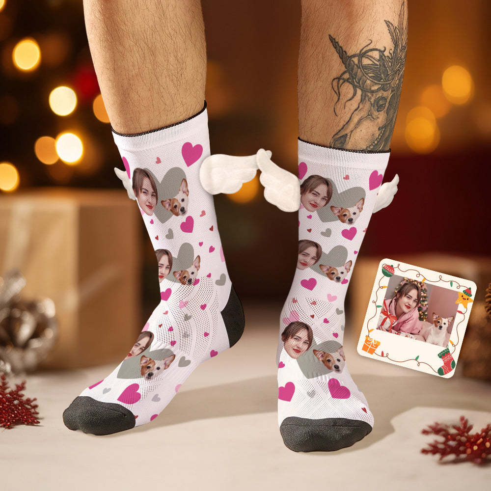 Custom Face Socks with Pet Face 3D Magnetic Wing Socks for Pet Lover - MyFaceSocksUK