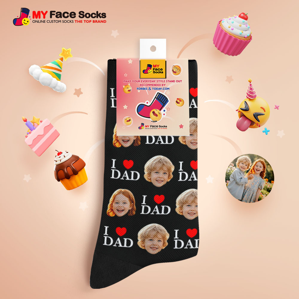 Custom Full Face Photo Print Socks Colorful Socks High Heels Personalized Custom Design Best Gift For Father'S Day - MyFaceSocksUK