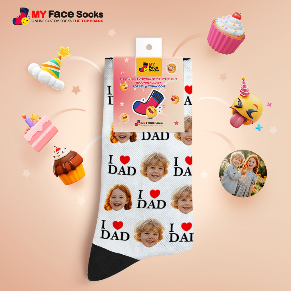 Custom Full Face Photo Print Socks Colorful Socks High Heels Personalized Custom Design Best Gift For Father'S Day - MyFaceSocksUK