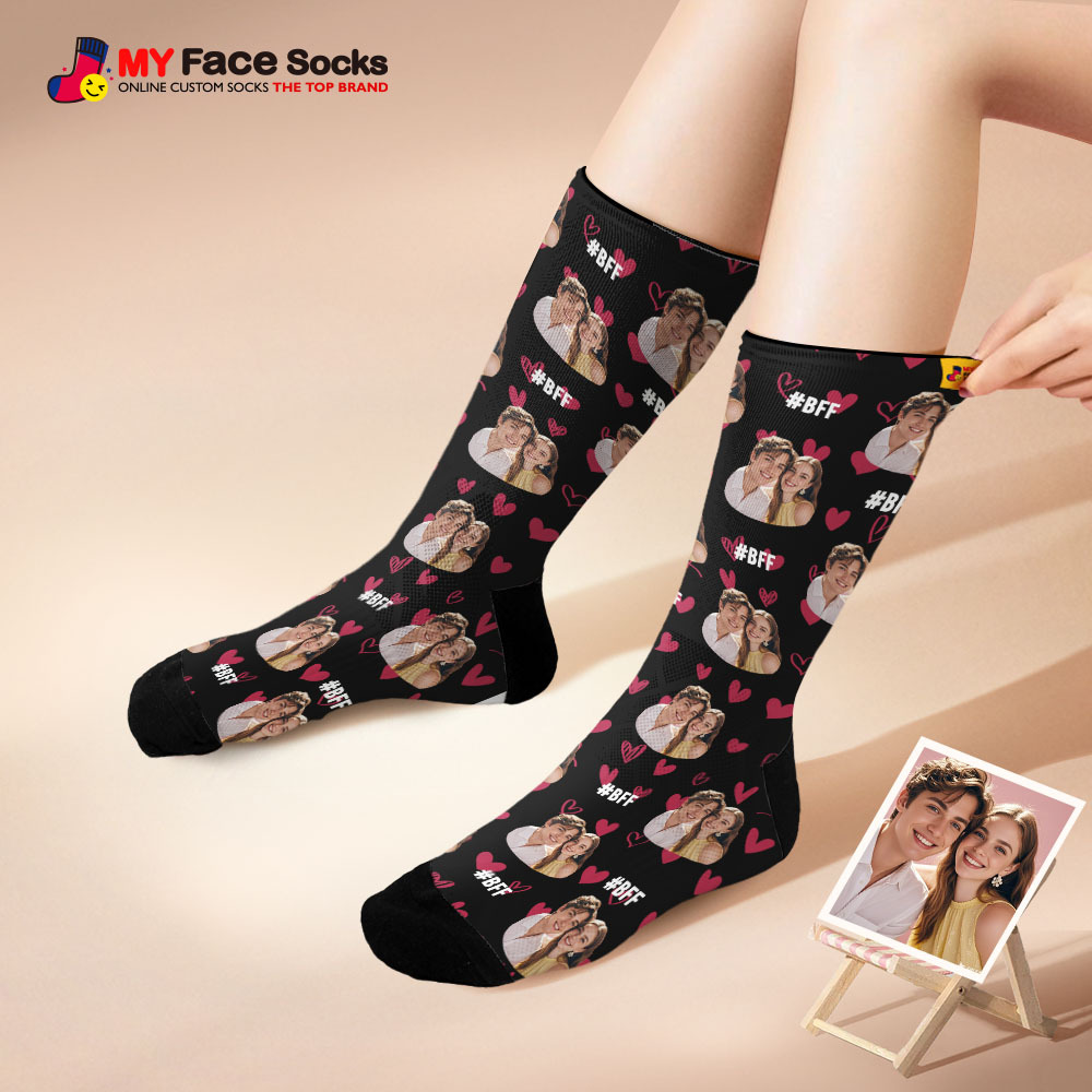 Personalized Couple Gift with Your Photo Custom Photo Socks for Wedding Anniversary or Engagement Gift - MyFaceSocksUK