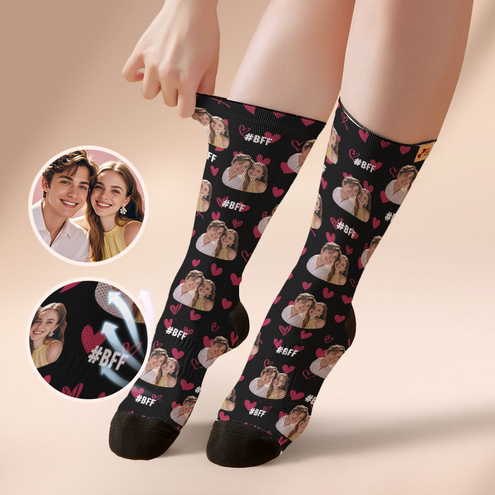 Personalized Couple Gift with Your Photo Custom Photo Socks for Wedding Anniversary or Engagement Gift - MyFaceSocksUK