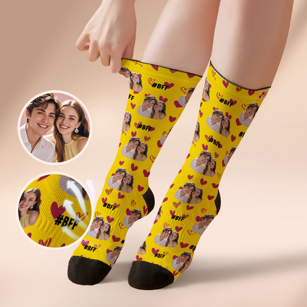 Personalized Couple Gift with Your Photo Custom Photo Socks for Wedding Anniversary or Engagement Gift - MyFaceSocksUK
