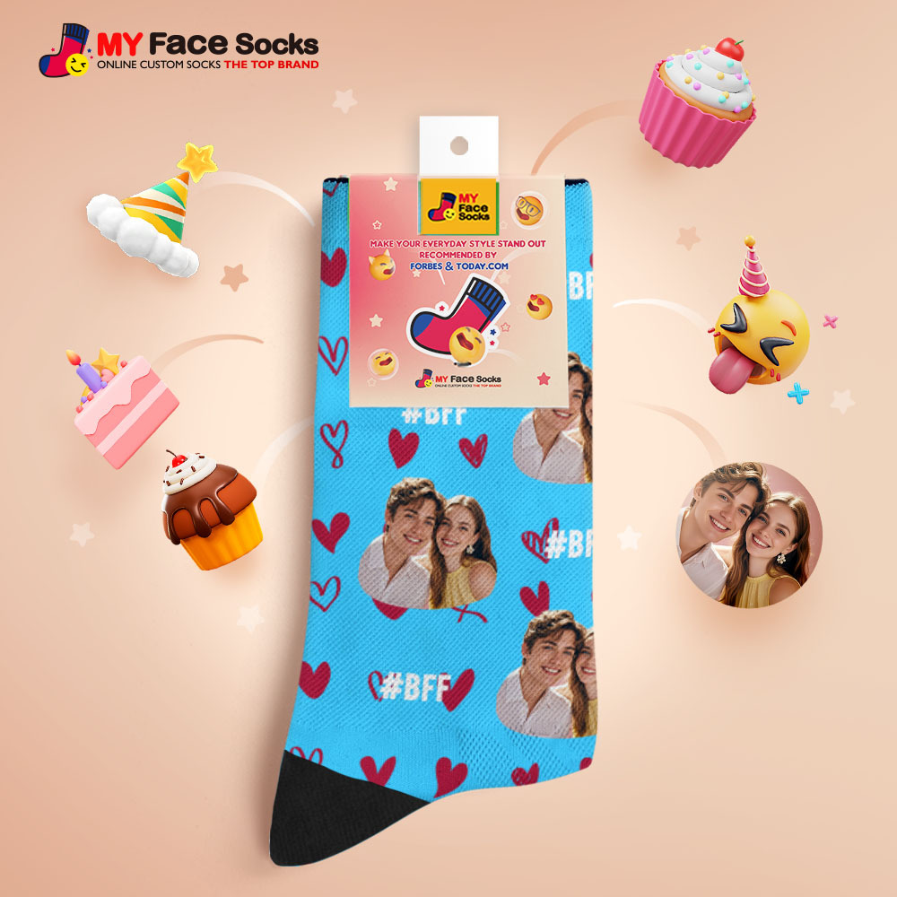 Personalized Couple Gift with Your Photo Custom Photo Socks for Wedding Anniversary or Engagement Gift - MyFaceSocksUK