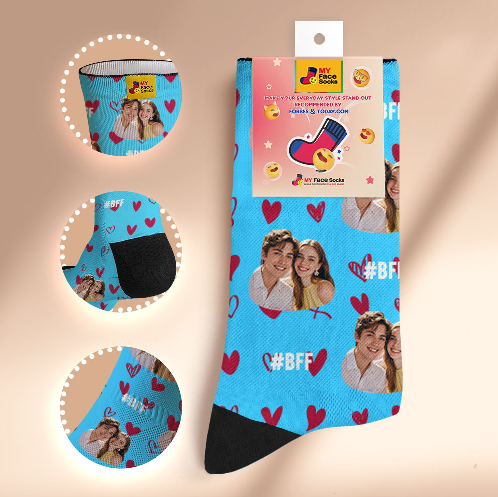 Personalized Couple Gift with Your Photo Custom Photo Socks for Wedding Anniversary or Engagement Gift - MyFaceSocksUK