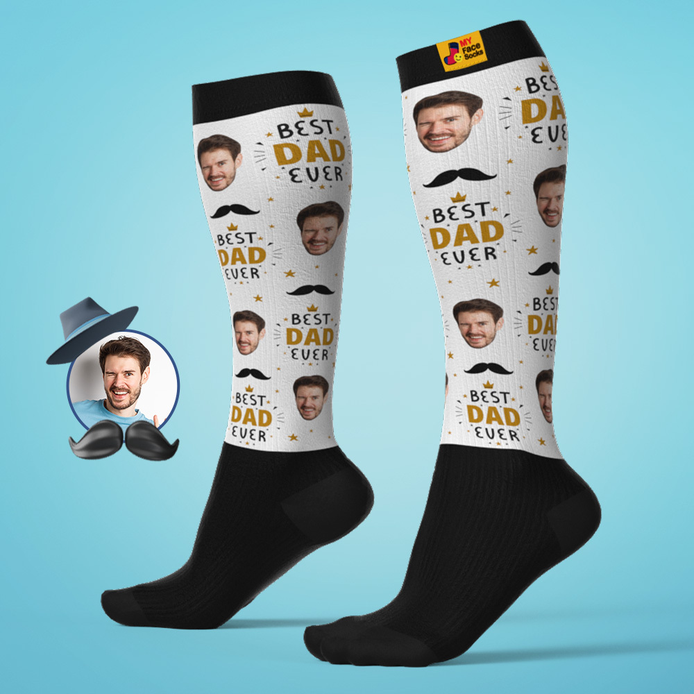 Personalized Father's Day Upgrade Breathable Knee-high Compression Socks Online Preview Add Picture Baseball Gradient Socks Gift - MyFaceSocksUK