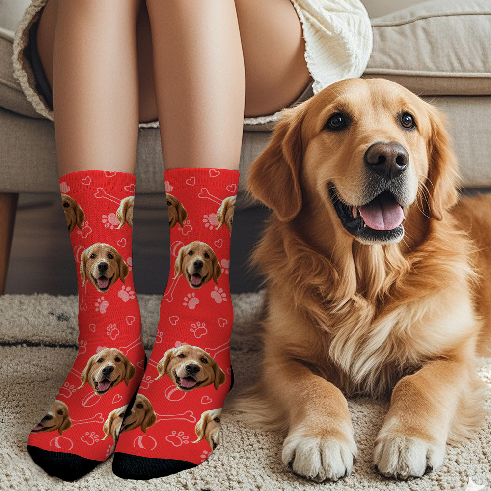 Personalized Face Socks with Photos Custom Dog Paw Socks for Pet Lover Funny Gift Idea - MyFaceSocksUK
