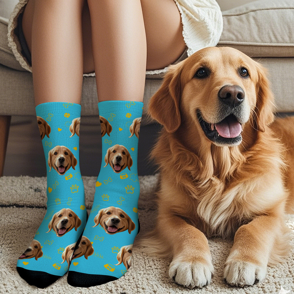 Personalized Face Socks with Photos Custom Dog Paw Socks for Pet Lover Funny Gift Idea - MyFaceSocksUK