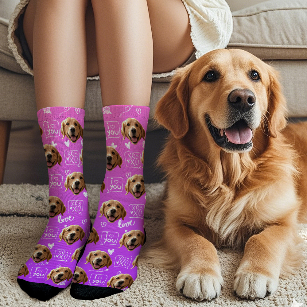 Personalized Face Socks with Photos Custom Dog Paw Socks for Pet Lover Funny Gift Idea - MyFaceSocksUK