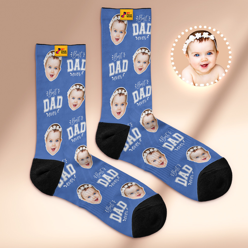 Custom I Love Dad Photo Print Socks Colorful  Dad Socks Personalized Custom Design Best Fathers Day Gift - MyFaceSocksUK