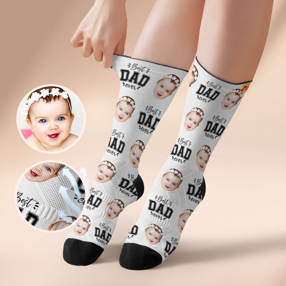 Custom I Love Dad Photo Print Socks Colorful  Dad Socks Personalized Custom Design Best Fathers Day Gift - MyFaceSocksUK