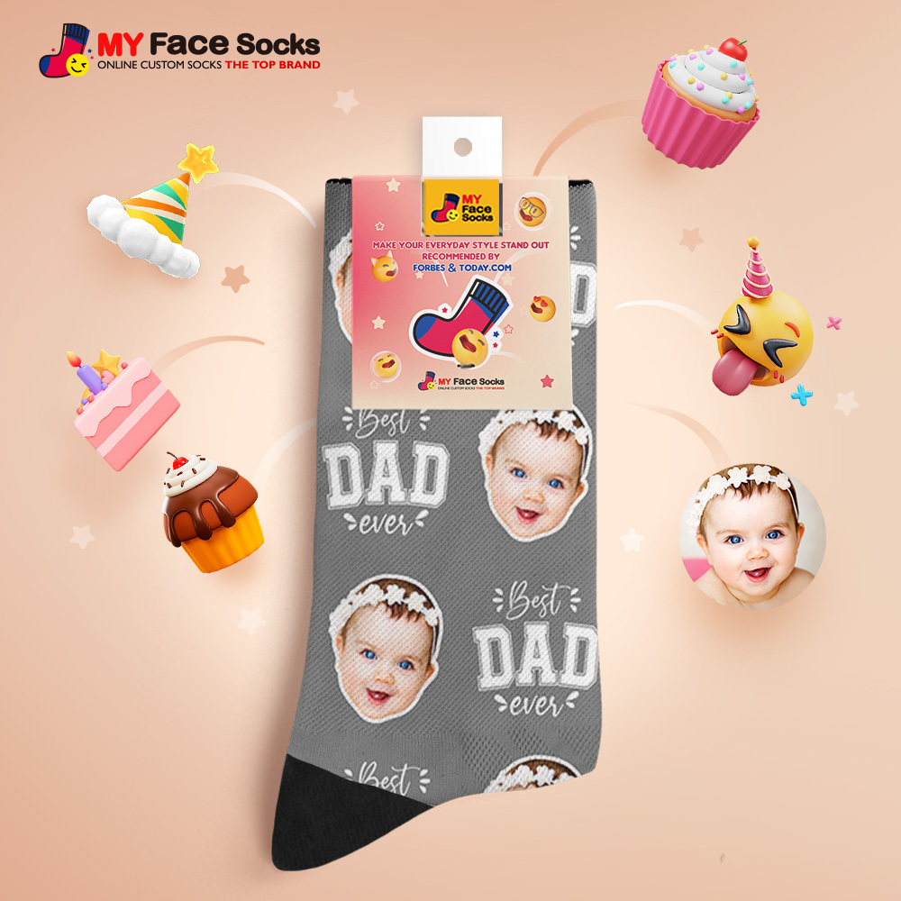 Custom I Love Dad Photo Print Socks Colorful  Dad Socks Personalized Custom Design Best Fathers Day Gift - MyFaceSocksUK