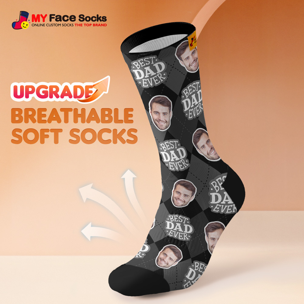 Custom I Love Dad Photo Print Socks Colorful  Dad Socks Personalized Custom Design Best Fathers Day Gift - MyFaceSocksUK