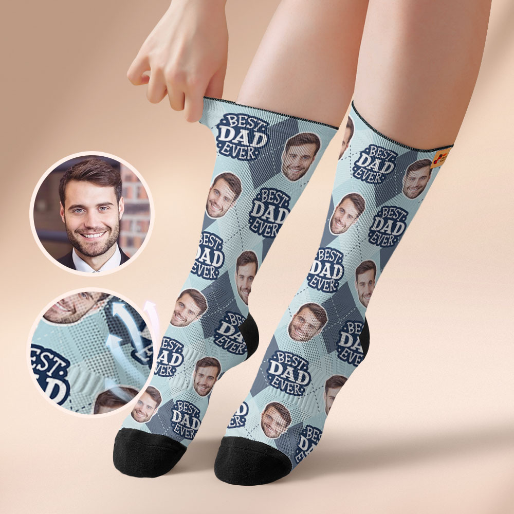 Custom I Love Dad Photo Print Socks Colorful  Dad Socks Personalized Custom Design Best Fathers Day Gift - MyFaceSocksUK