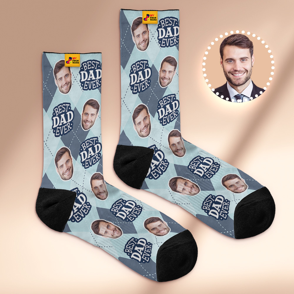 Custom I Love Dad Photo Print Socks Colorful  Dad Socks Personalized Custom Design Best Fathers Day Gift - MyFaceSocksUK