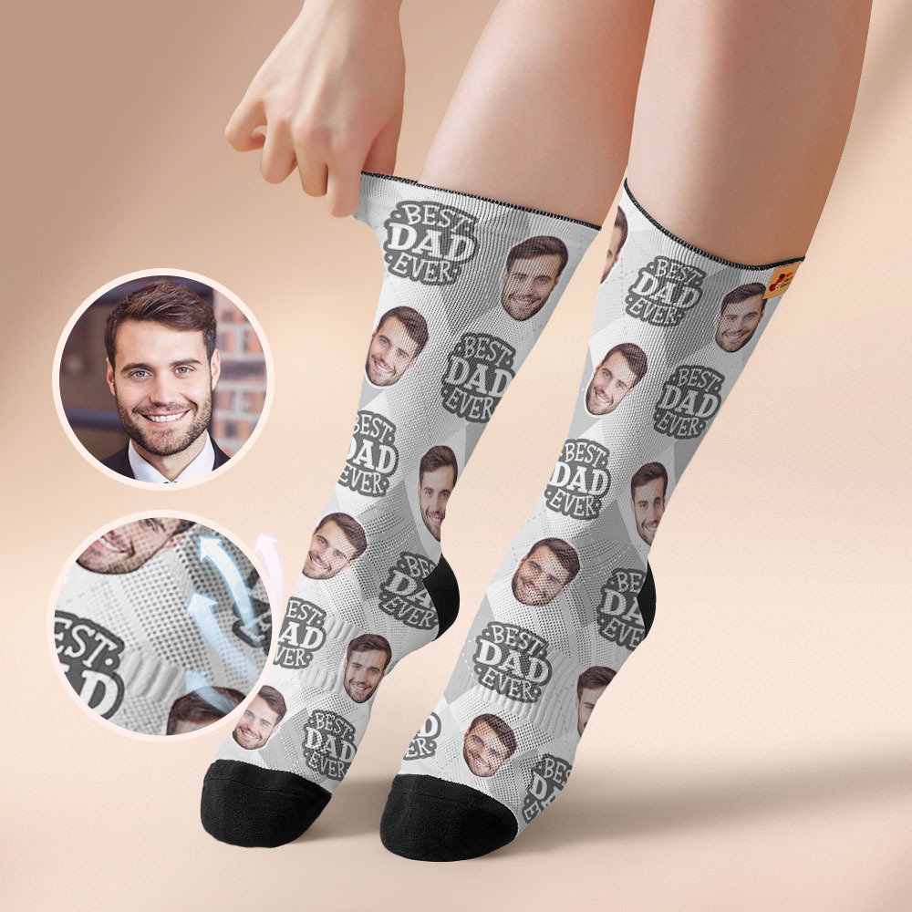 Custom I Love Dad Photo Print Socks Colorful  Dad Socks Personalized Custom Design Best Fathers Day Gift - MyFaceSocksUK