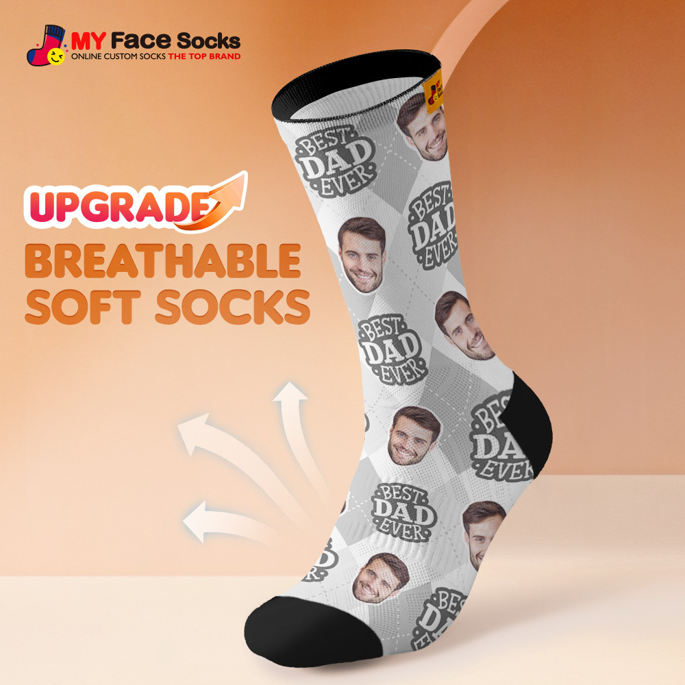 Custom I Love Dad Photo Print Socks Colorful  Dad Socks Personalized Custom Design Best Fathers Day Gift - MyFaceSocksUK