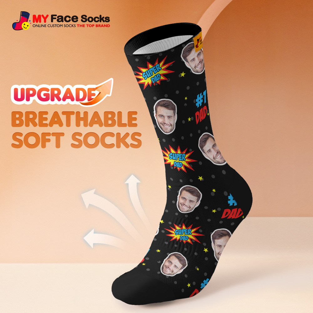 Custom I Love Dad Photo Print Socks Colorful  Dad Socks Personalized Custom Design Best Fathers Day Gift - MyFaceSocksUK
