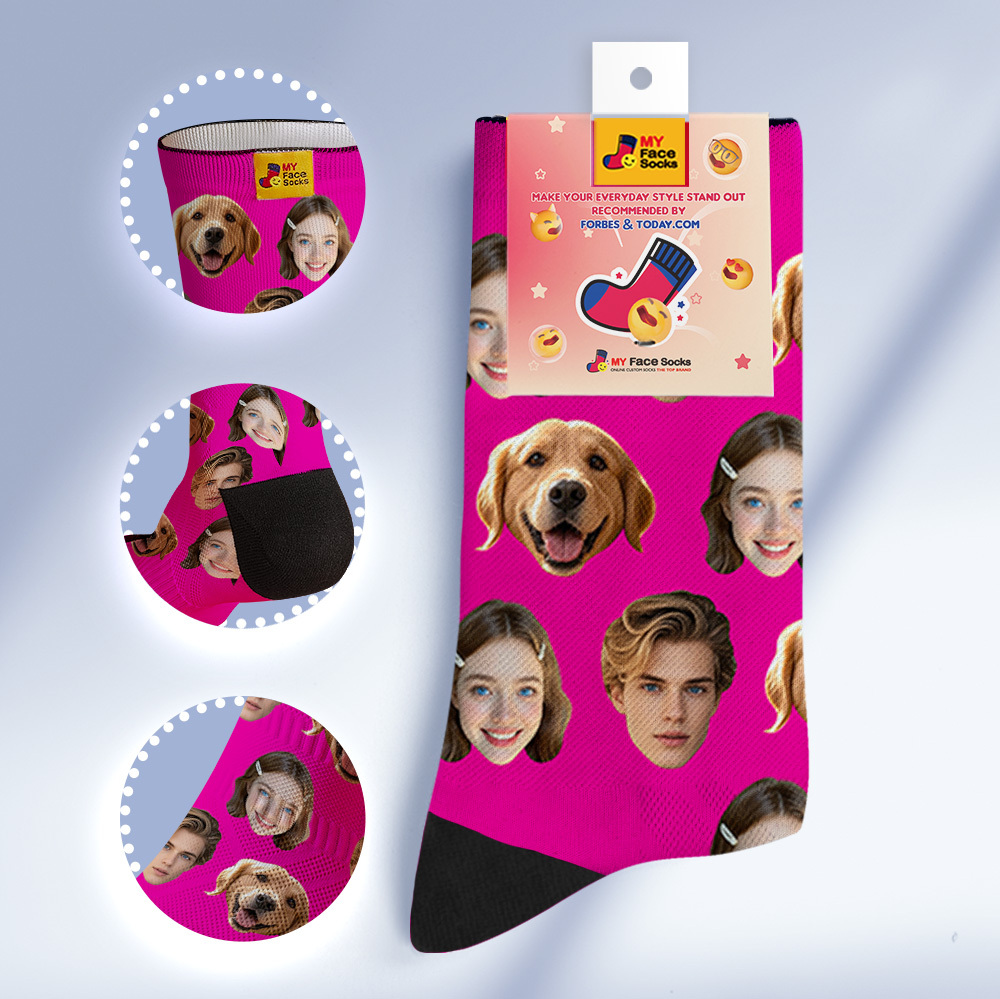 Custom Face Socks Personalized Socks with Faces Photo Purple Funny Gift Photo Family Socks - MyFaceSocksUK