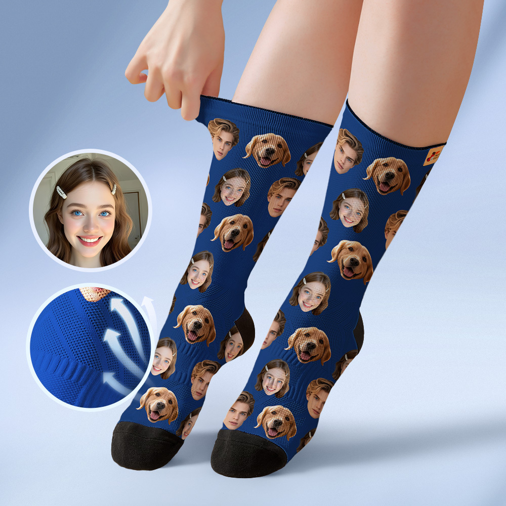 Custom Face Socks Personalized Socks with Faces Photo Red Funny Gift Photo Family Socks - MyFaceSocksUK